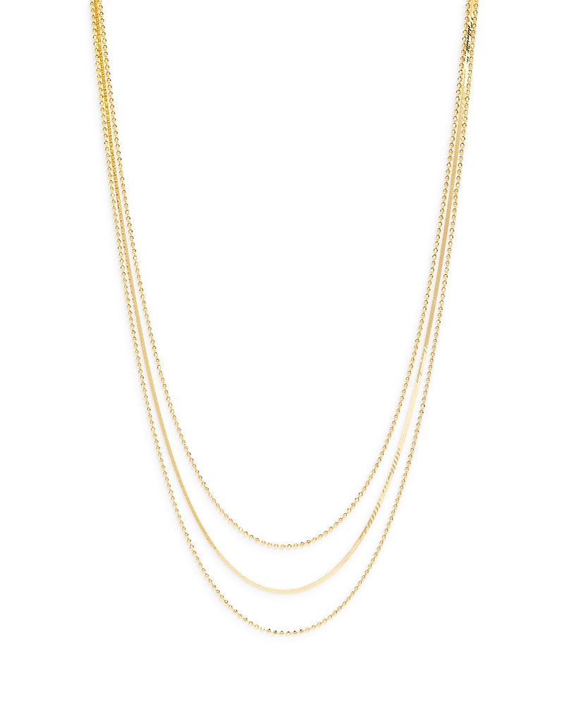 Argento Vivo Ball & Herringbone Chain Layered Necklace In 14k Gold Plated Sterling Silver, 16-18 In Gold