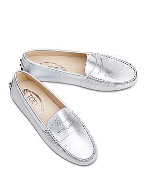 Tod's Women's City Gommino Drivers In Silver