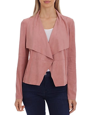 Bagatelle Faux-suede Drape-front Jacket In Mauve