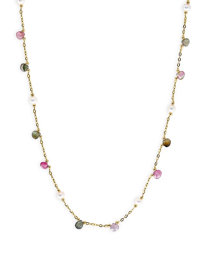 Bloomingdale's Freshwater Pearl & Multicolor Tourmaline Collar Necklace ...