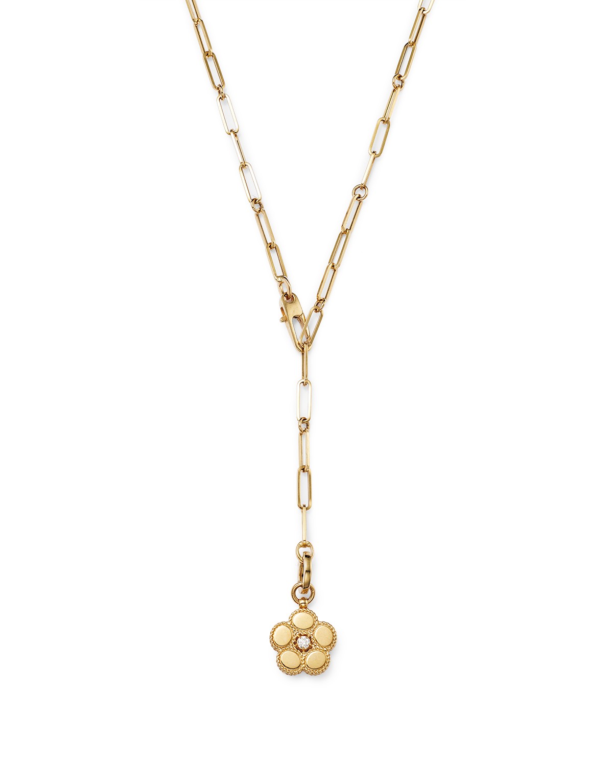 18K Yellow Gold Daisy Diamond Pendant Necklace, 15"