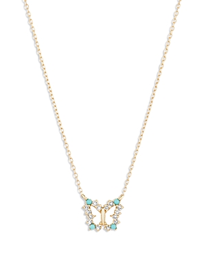 Adina Reyter 14k Yellow Gold Turquoise & Diamond Butterfly Pendant Necklace, 15-16