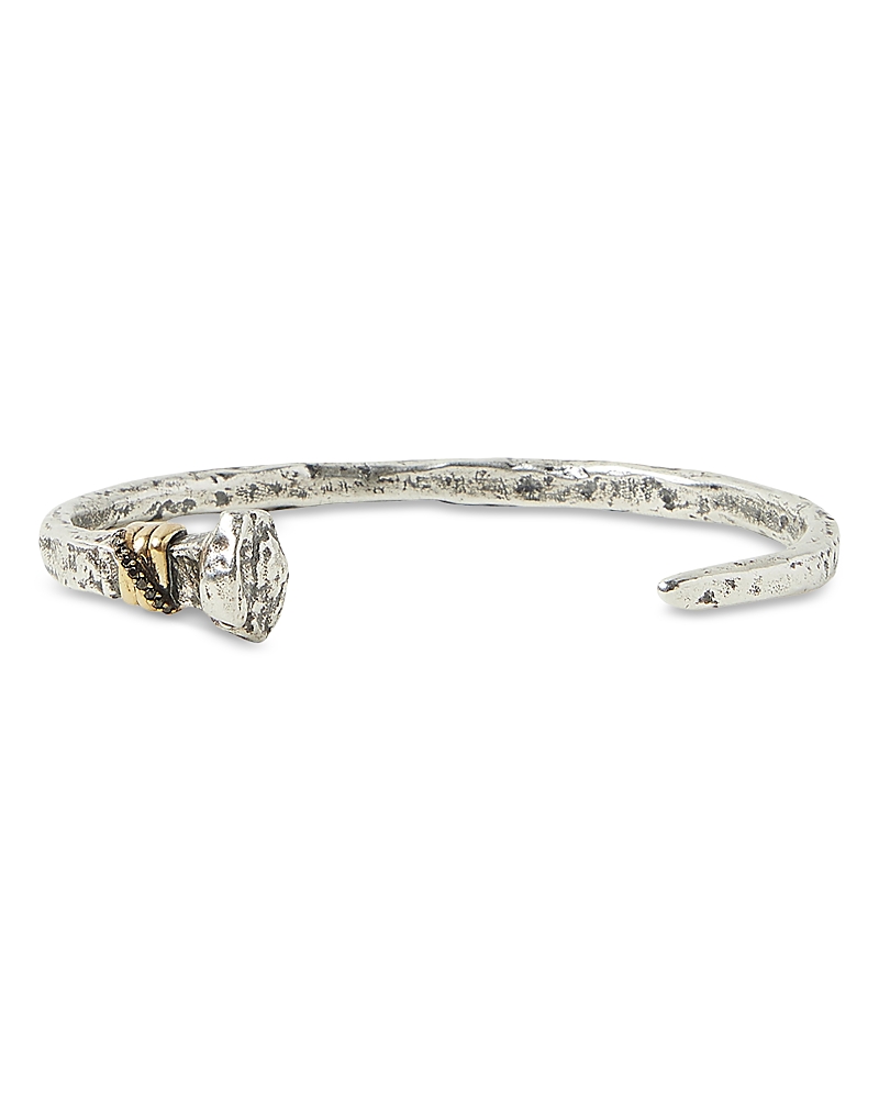 John Varvatos Collection Men's Sterling Silver & Brass Nail Black Diamond Cuff Bracelet