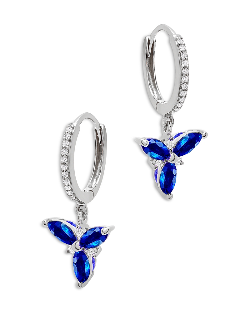 Bloomingdale's Blue Sapphire & Diamond Trio Drop Earrings In 14k White Gold - Exclusive In Blue/white