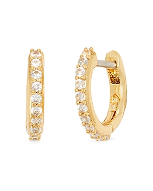 Kate Spade Extra-small Pave Huggie Hoop Earrings, 0.27" In White/gold