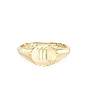 Zoe Lev 14K Gold Small Zodiac Signet Ring