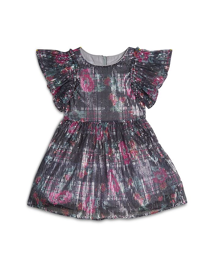 Pippa Julie Girls Floral Sequin Flutter Sleeve Dress Little