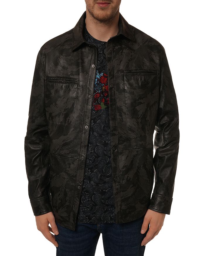 Robert Graham Camo Print Leather Shirt Jacket Bloomingdale s