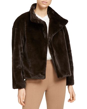 Theory - Offset Aspen Cropped Faux Fur Jacket