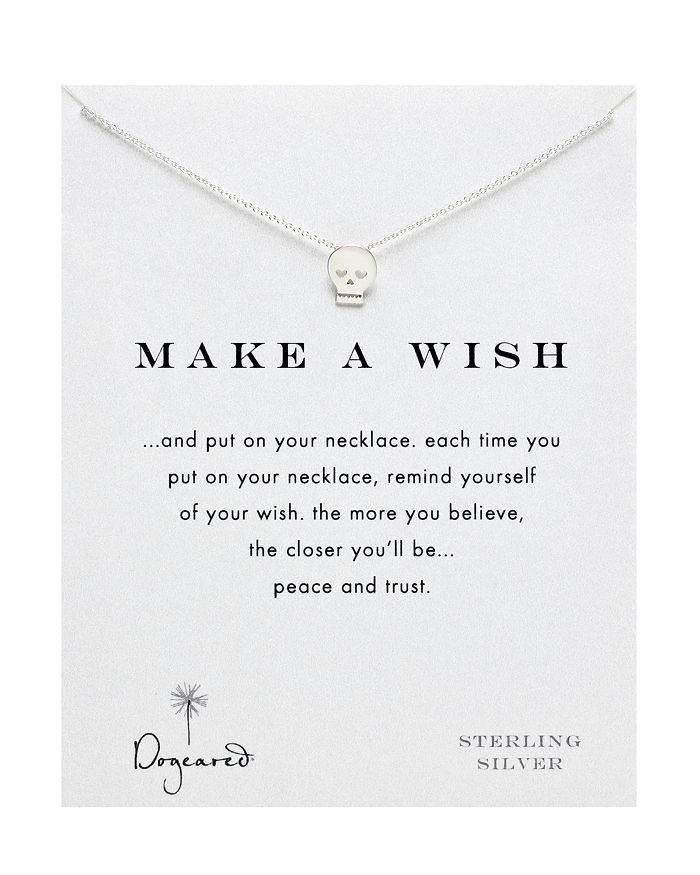 Dogeared Sterling Silver Make a Wish Reminder Skull Necklace, 18 ...