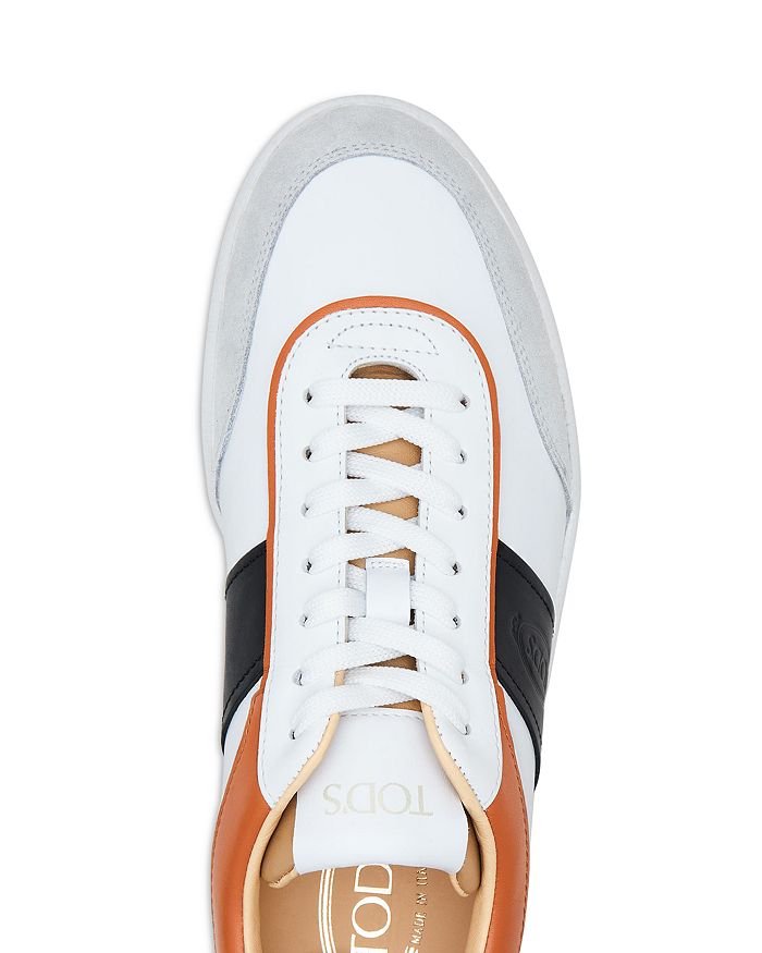 Shop Tod's Men's Multi Cassetta Lace Up Sneakers In White, Black, Orange