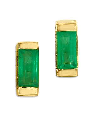 Moon & Meadow 14k Yellow Gold Emerald Baguette Stud Earrings In Green/gold