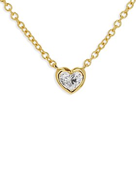Moon & Meadow - 14K Yellow Gold Diamond Heart Pendant Necklace, 17"