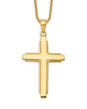 Men's Edged Cross Pendant Necklace in 14K Yellow Gold, 20 - 100% Exclusive