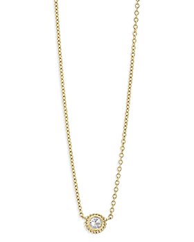 LAGOS - 18K Yellow Gold Covet Diamond Caviar Bead Solitaire Pendant Necklace, 16-18"