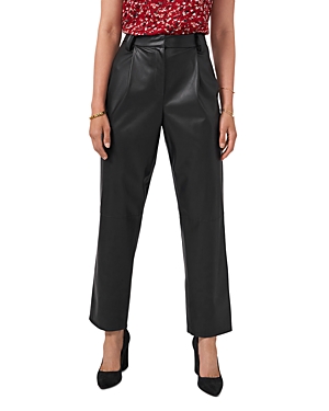 Vince Camuto Womens Faux Leather Pleated Straight Leg Pants In Rich Black