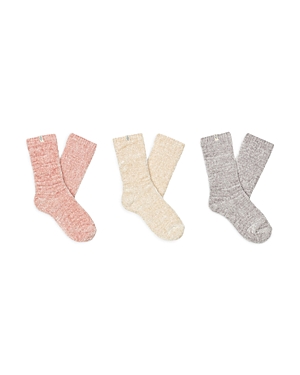 Ugg Leda Sparkle Cozy Crew Socks, Pack Of 3 In White/lotus Blossom/seal