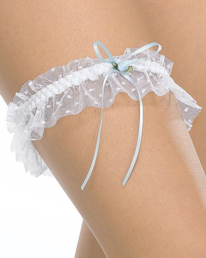 Shop Hanky Panky Dotted Tulle Garter In White/baby Blue