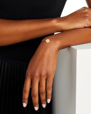 18K Yellow Gold Daisy Mother-of-Pearl &amp; Diamond Chain Bracelet - Exclusive