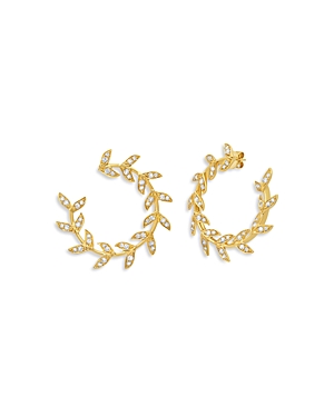 Graziela Gems 18K Yellow Gold Folha Diamond Forward Facing Hoop Earrings