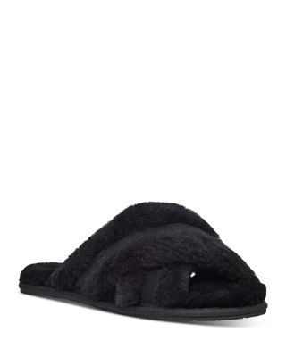 Ugg Scuffita Genuine Shearling Slide Slipper In Black