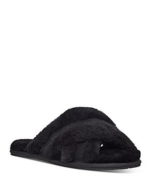 Ugg Scuffita Genuine Shearling Slide Slipper In Black