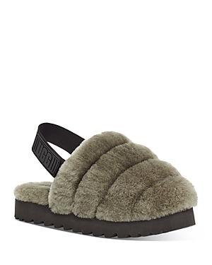 Ugg Super Fluff Genuine Shearling Slingback Slipper In Burnt Olive