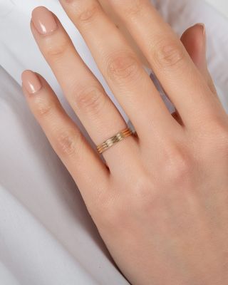 14K Yellow Gold Three-Row Band