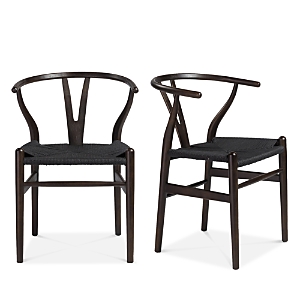 Euro Style Evelina Side Chair, Set Of 2 In Walnut/black