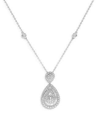 Bloomingdale's Fine Collection - Cluster Diamond Statement Pendant Necklace in 14K White Gold, 3.25 ct. t.w. - Exclusive