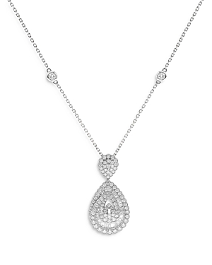 Bloomingdale's Cluster Diamond Statement Pendant Necklace in 14K White Gold, 3.25 ct. t.w. - 100% Ex