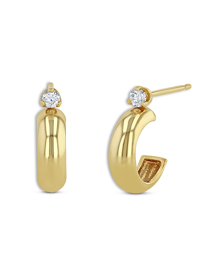 Zoë Chicco 14k Yellow Gold Diamond Huggie Hoop Earrings In Gold