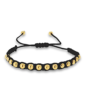 Rachel Reid 14k Yellow Gold Beaded Satin Cord Toggle Bracelet In Black