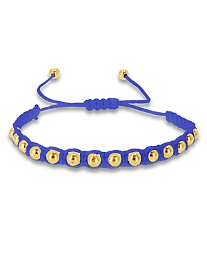 Rachel Reid 14k Yellow Gold Beaded Satin Cord Toggle Bracelet In Dark Blue