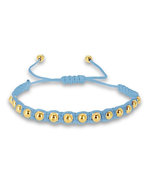 Rachel Reid 14k Yellow Gold Beaded Satin Cord Toggle Bracelet In Light Blue