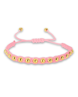 Rachel Reid 14k Yellow Gold Beaded Satin Cord Toggle Bracelet In Light Pink