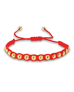 Rachel Reid 14k Yellow Gold Beaded Satin Cord Toggle Bracelet In Red