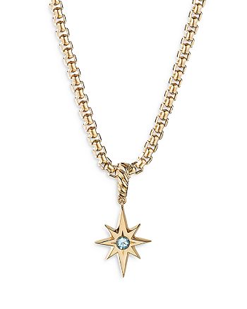 David Yurman - Cable Collectibles&reg; North Star Birthstone Charm in 18K Yellow Gold with Aquamarine