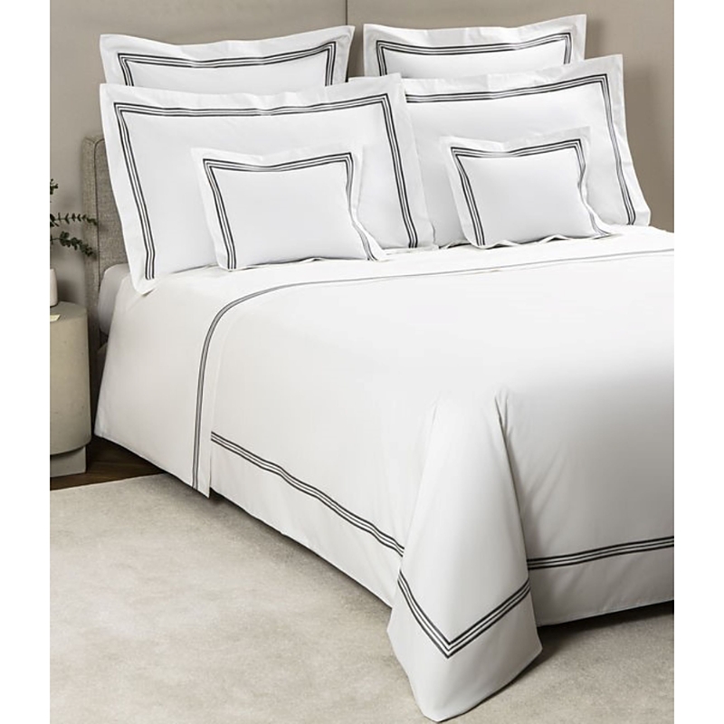 Frette Triplo Poplin Duvet Cover, King In White/slate Gray