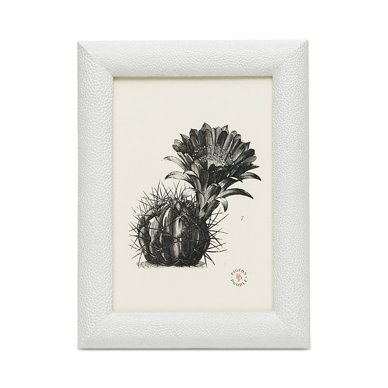 Pigeon & Poodle Oxford Realistic Faux-shagreen Picture Frame, 5" X 7" In Blanc