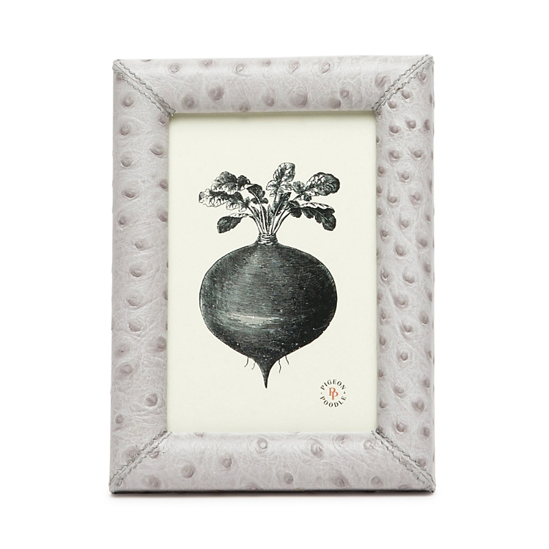Pigeon & Poodle Witney Ostrich Leather Frame, 4 X 6 In Light Gray Ostrich