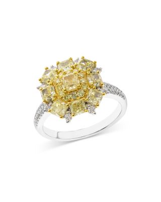 Bloomingdale's Fine Collection - White & Yellow Diamond Flower Ring in 14K Yellow & White Gold, 2.9 ct. t.w. - Exclusive