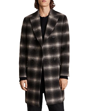 ALLSAINTS - Ventry Shadow Check Regular Fit Double Breasted Coat