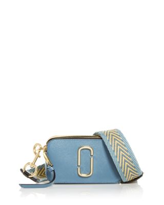 Marc Jacobs Snapshot Leather Crossbody In Blue Mirage/gold