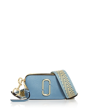 Marc Jacobs Snapshot Leather Crossbody In Blue Mirage/gold