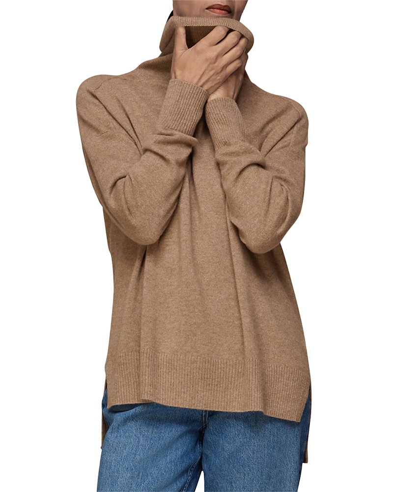 Whistles Womens Roll-neck Cashmere Jumper L In Oatmeal