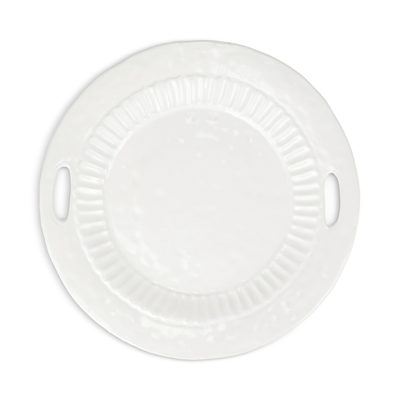 Vietri Pietra Handled Round Tray In White