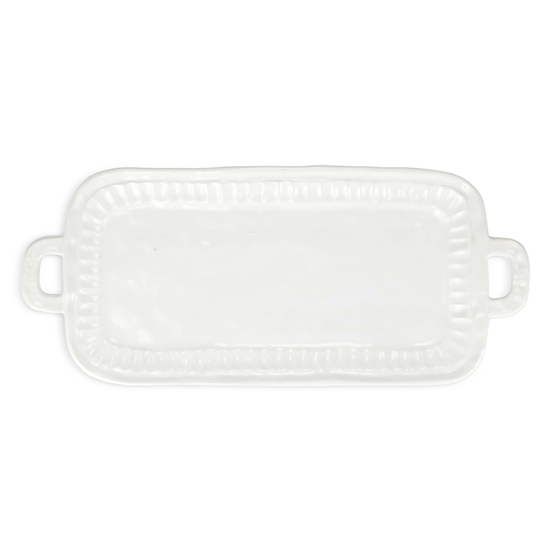 Vietri Pietra Serena Handled Rectangular Tray In White
