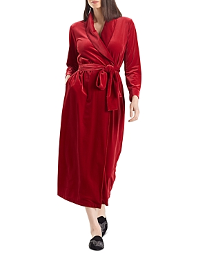 Natori Natalie Velvet Robe In Brocade Red