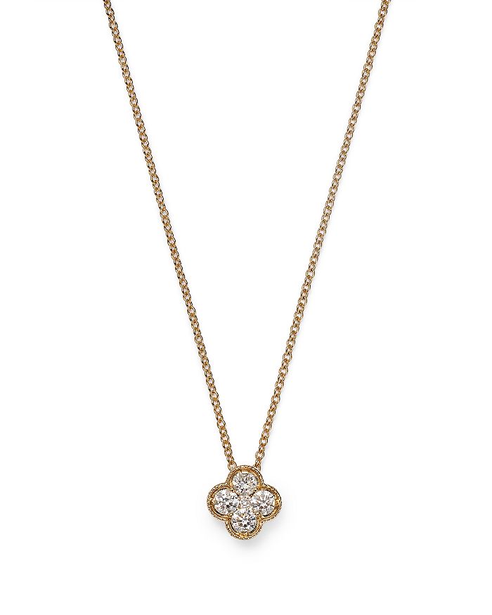 Bloomingdale's Diamond Clover Pendant Necklace in 14K Yellow Gold, 0.25 ...